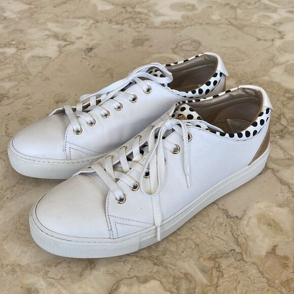 Maimai Made in Italy White Leather Sneakers Polka Dots Gold - Picture 4 of 16